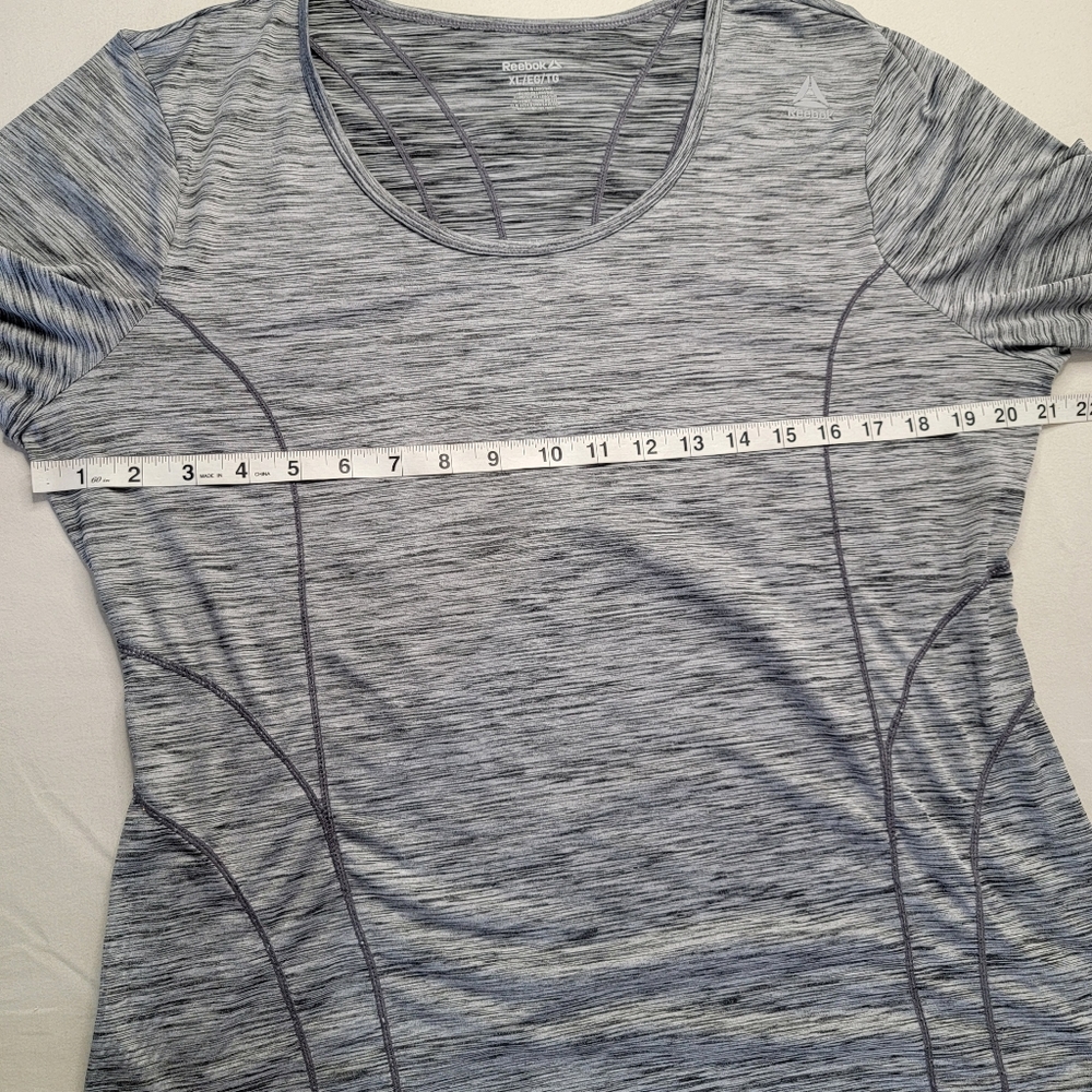 Reebok Athletic Top Heathered Gray Long Sleeve Scoop Neck Thumb Holes XL - Picture 10 of 12